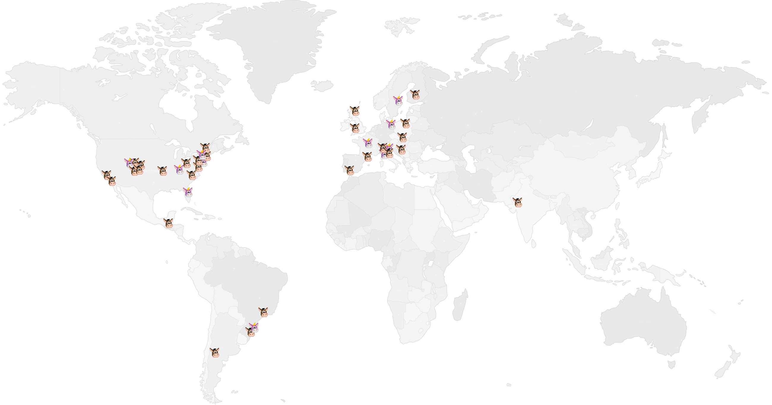 A map with all employees' location on it