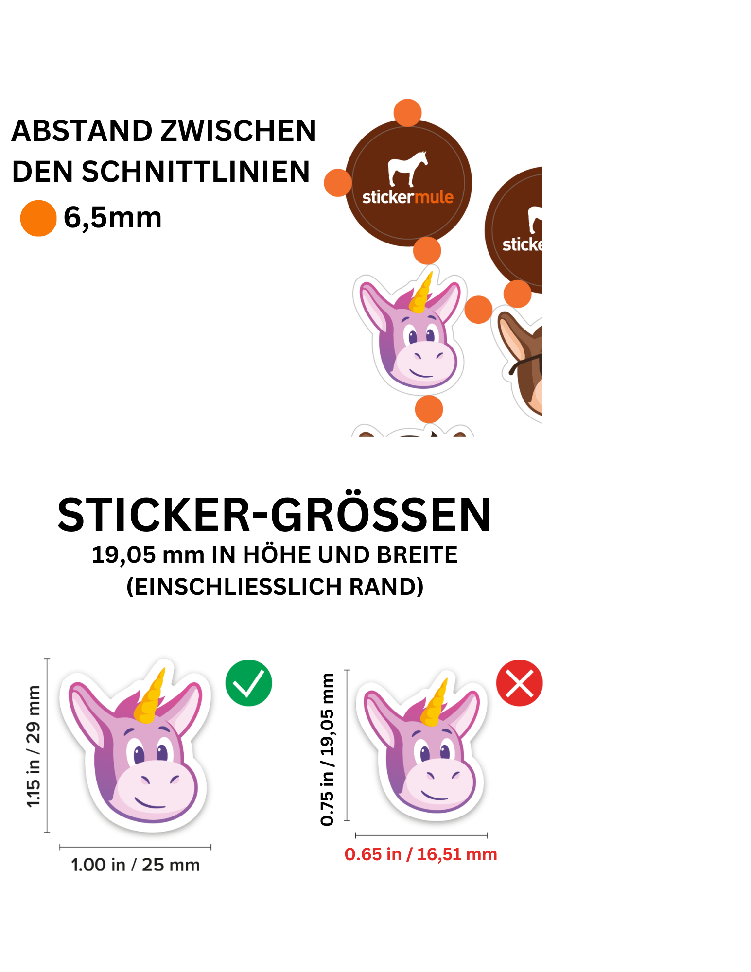 Stickerbogen Abstand