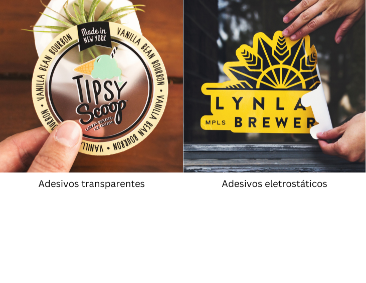 adesivo transparente personalizado vs adesivo eletrostático personalizado