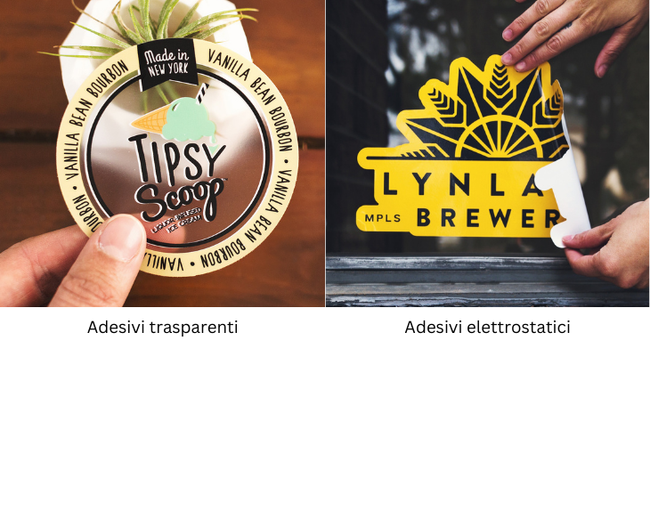adesivo trasparente personalizzato vs. adesivo elettrostatico personalizzato