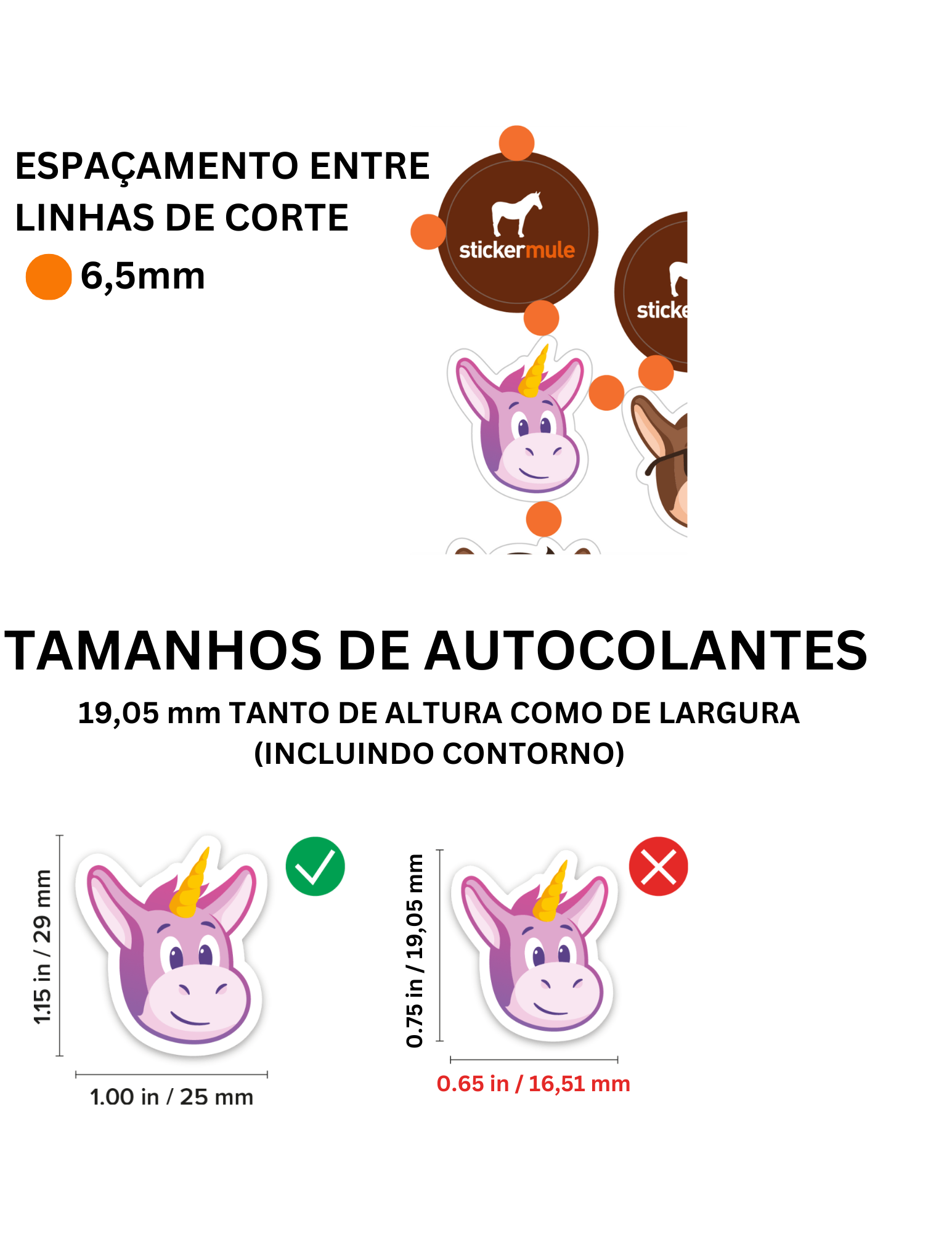 Espaçamento nas folhas de autocolantes