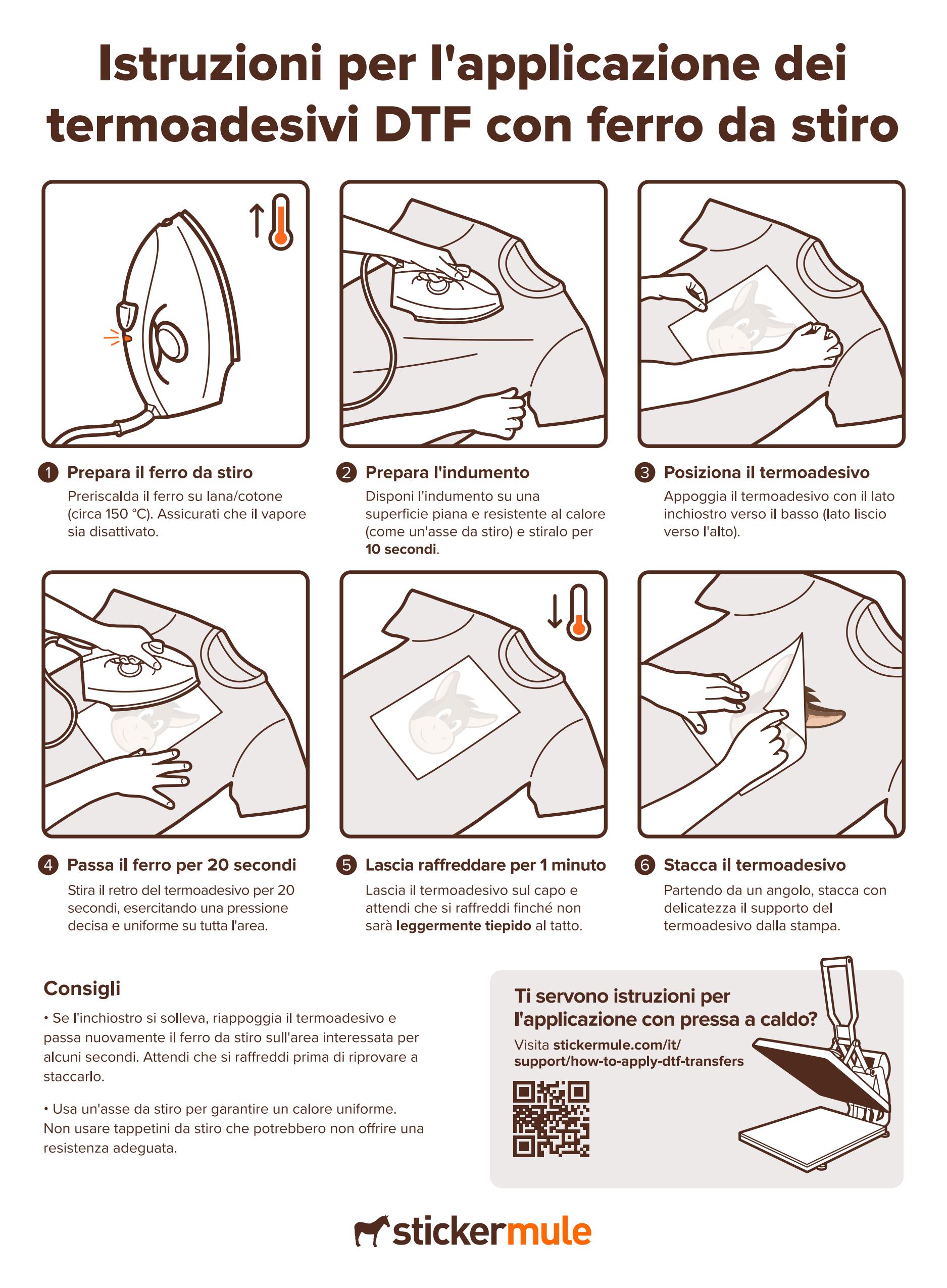 istruzioni per l'applicazione di termoadesivi con il ferro da stiro
