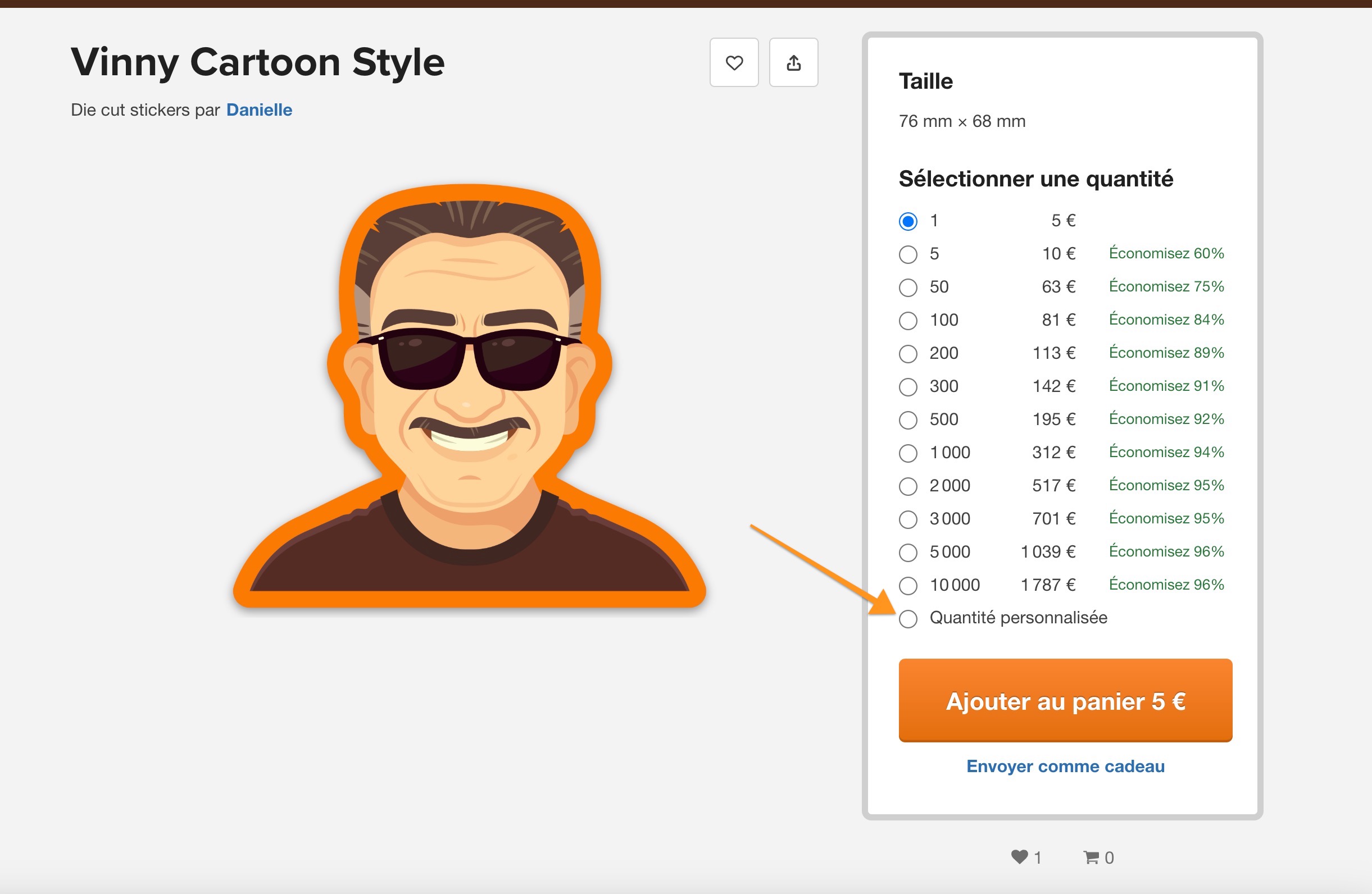 Les boutiques vous permettent de sélectionner des stickers individuels lors de votre commande