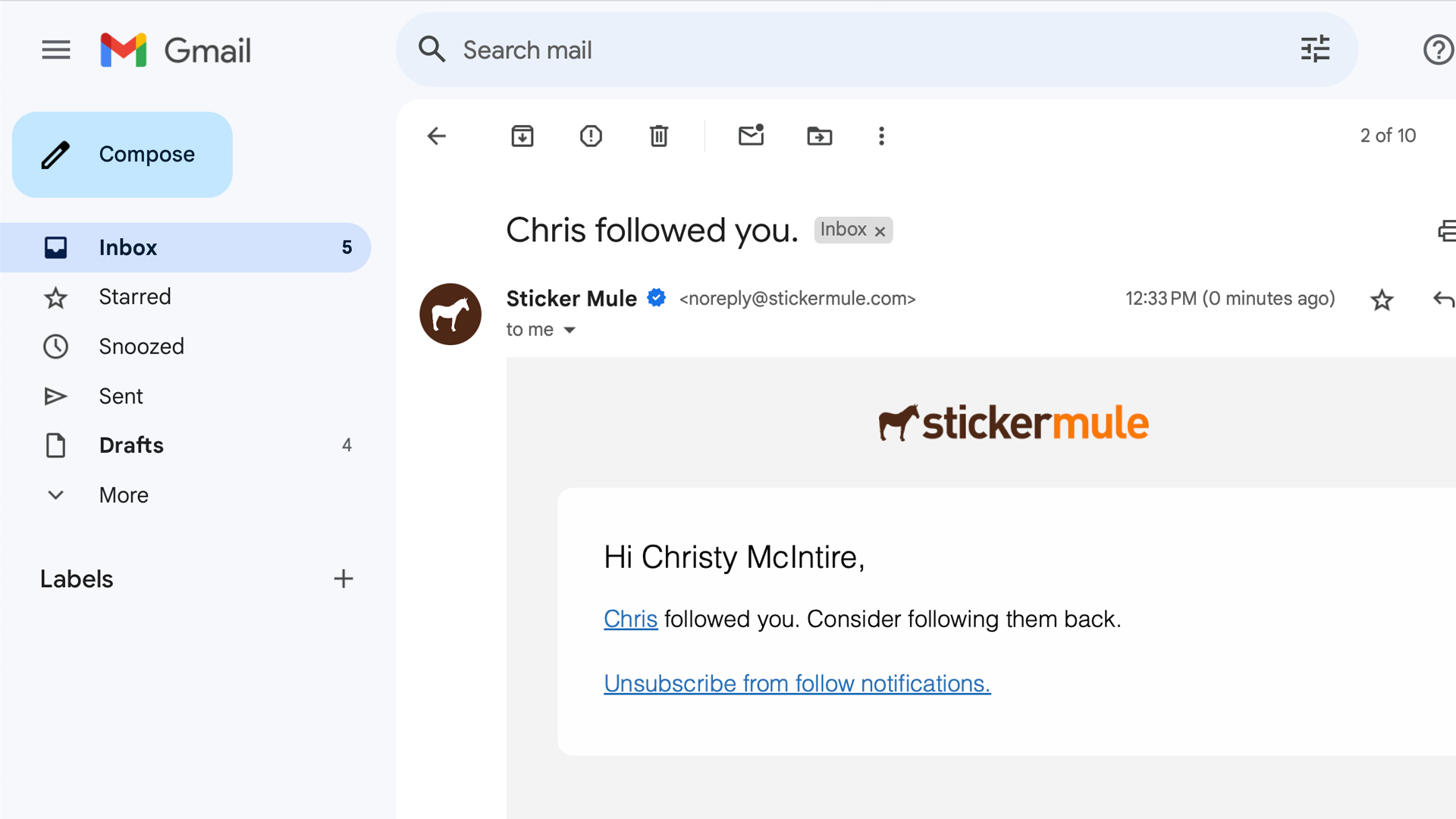 notificaciones por correo electrónico Tiendas