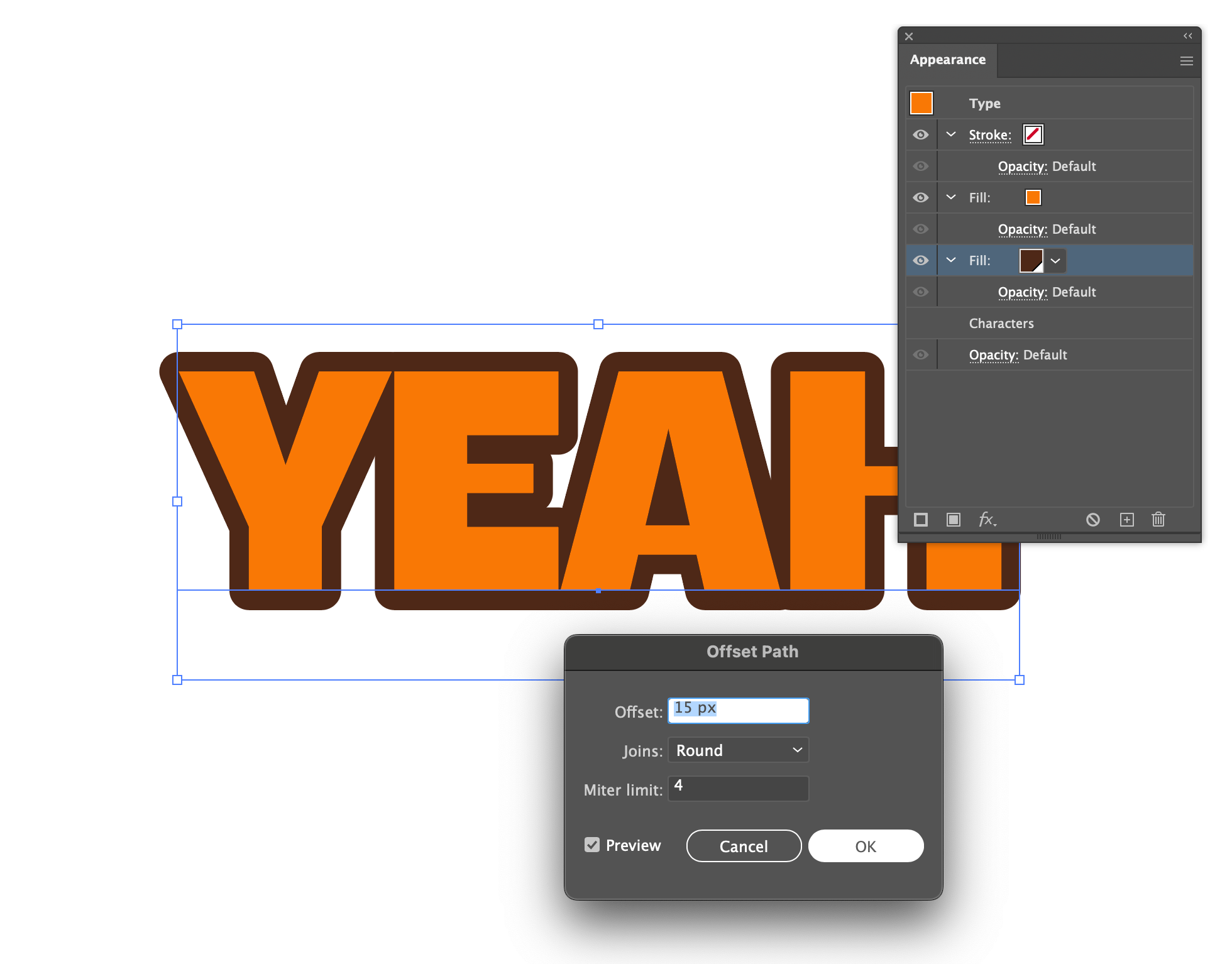 Aplica desplazamiento de trazo para profundidad