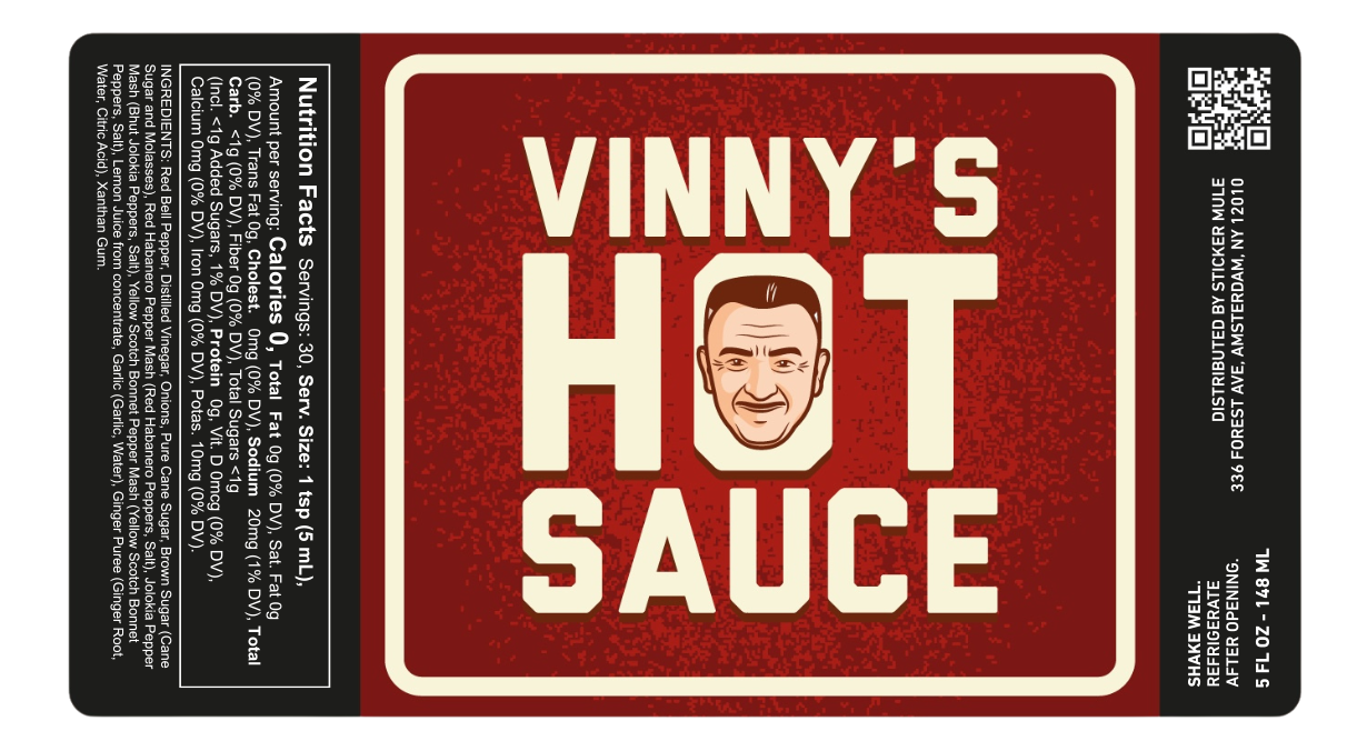 Exemplo de adesivo sticker mule molho picante de marca branca