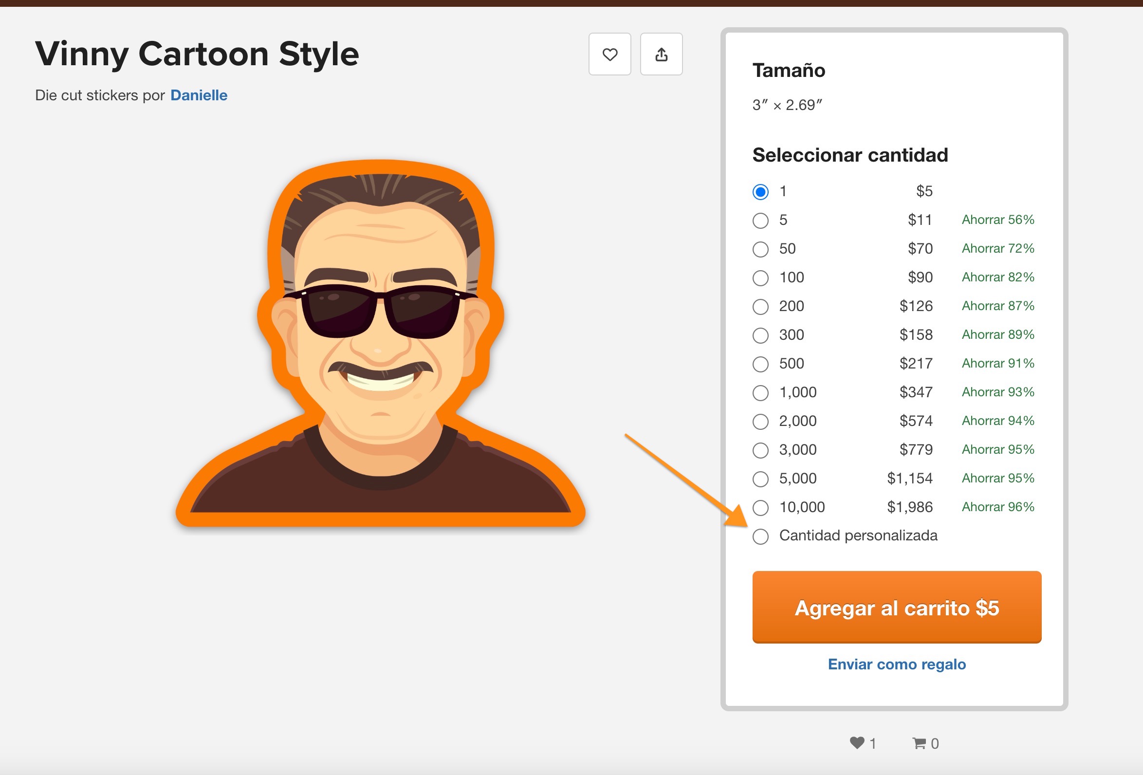 Las Tiendas te permiten seleccionar stickers individuales cuando haces un pedido