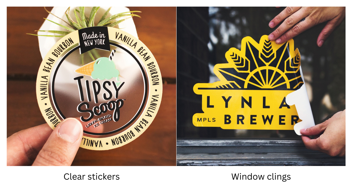 custom clear sticker vs. custom window cling