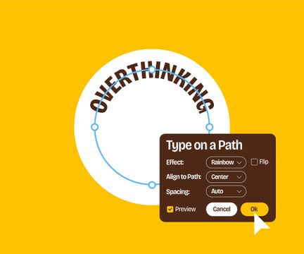 Testo su tracciato in Adobe Illustrator per creare un adesivo