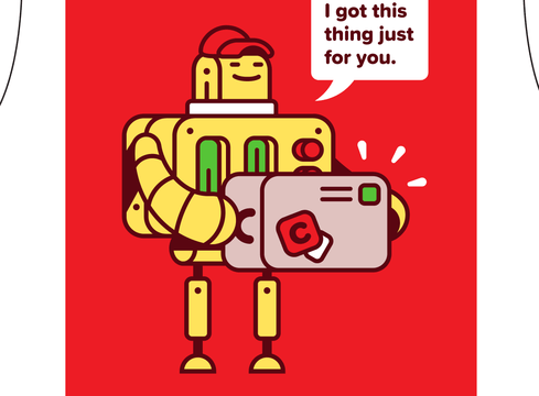 design de t-shirt com elementos vermelhos removidos para mostrar a cor do tecido