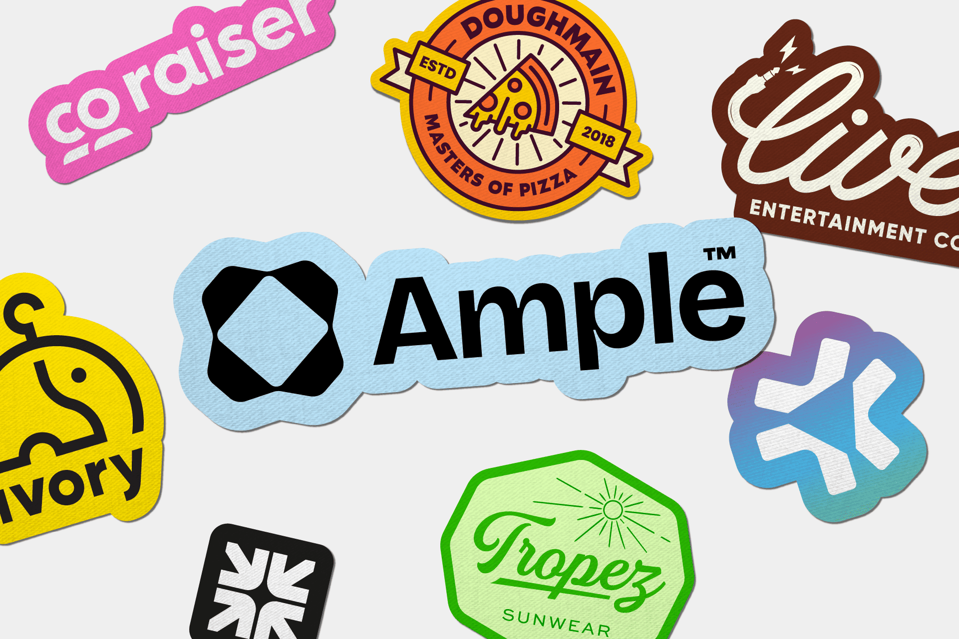 company logos on fabric stickers