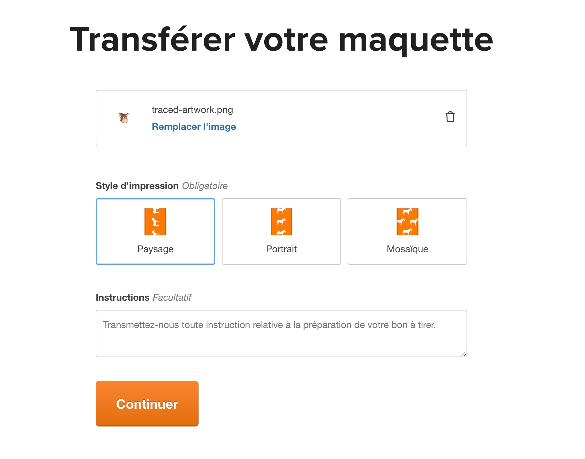 Capture d'écran des options de disposition des rubans adhésifs