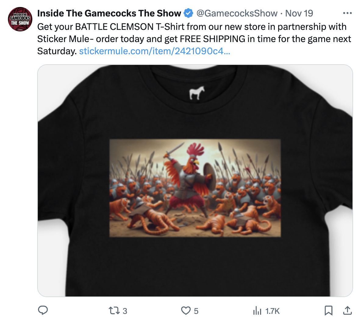 X post with URL to item page