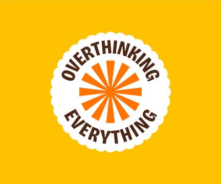 Design adesivo in Adobe Illustrator con testo in grassetto e un sole arancione al centro.