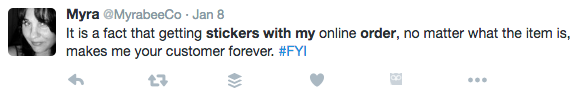 "Conseguir stickers con mi pedido me convierte en tu cliente para siempre"