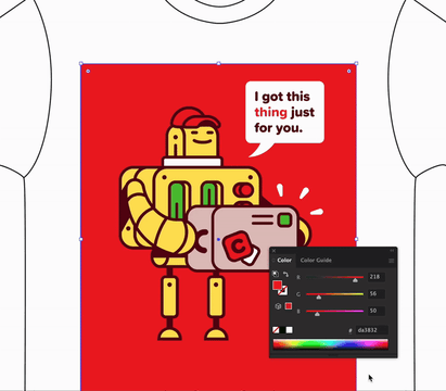 Alterar as cores de fundo de uma t-shirt para ver o impacto que terá no design
