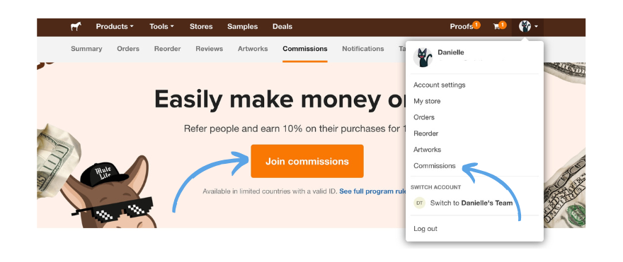 captura de pantalla de dónde registrarse para el mejor programa de referencia del mundo en sticker mule