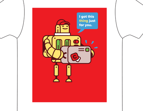 design de T-shirt num fundo vermelho no Adobe Illustrator