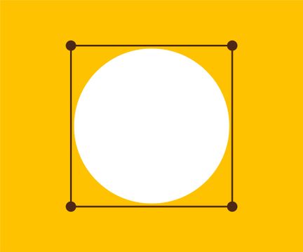 Cerchio bianco, selezionato in Adobe Illustrator