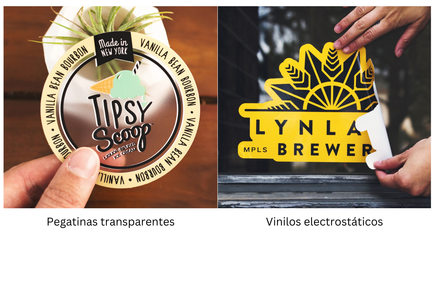stickers transparentes personalizados vs. vinilos electrostáticos personalizados