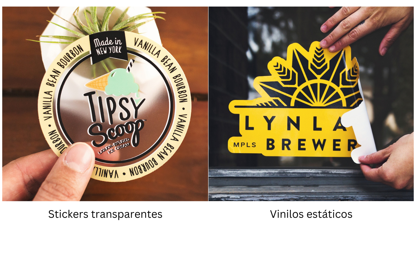 stickers transparentes personalizados vs. vinilos estáticos personalizados