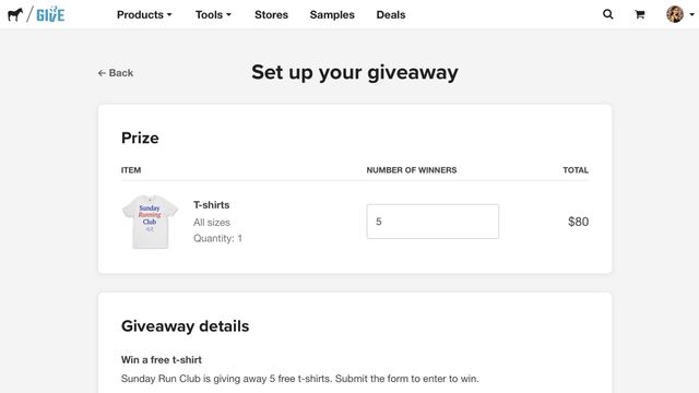 how to set up a giveaway