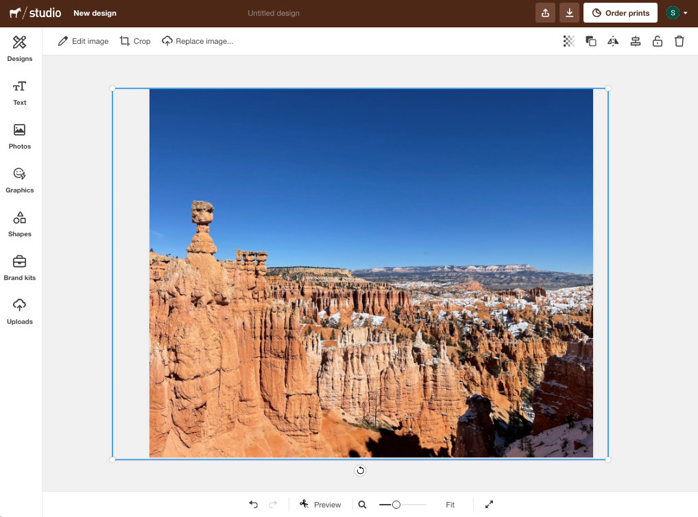 expanding the uploaded image to fill the frame