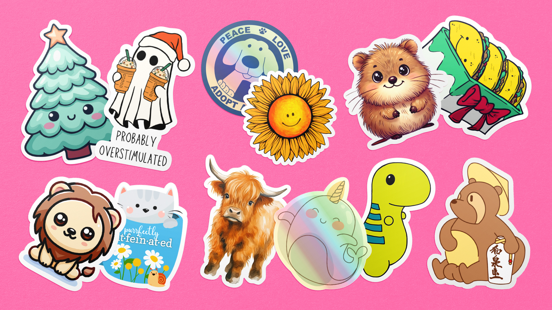 12 cute stickers on Sticker Mule stores