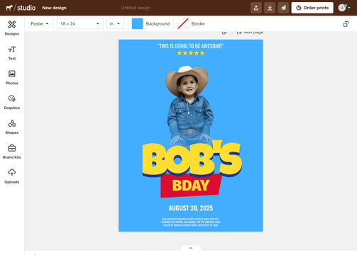 Cowboy poster with gradient behind typography