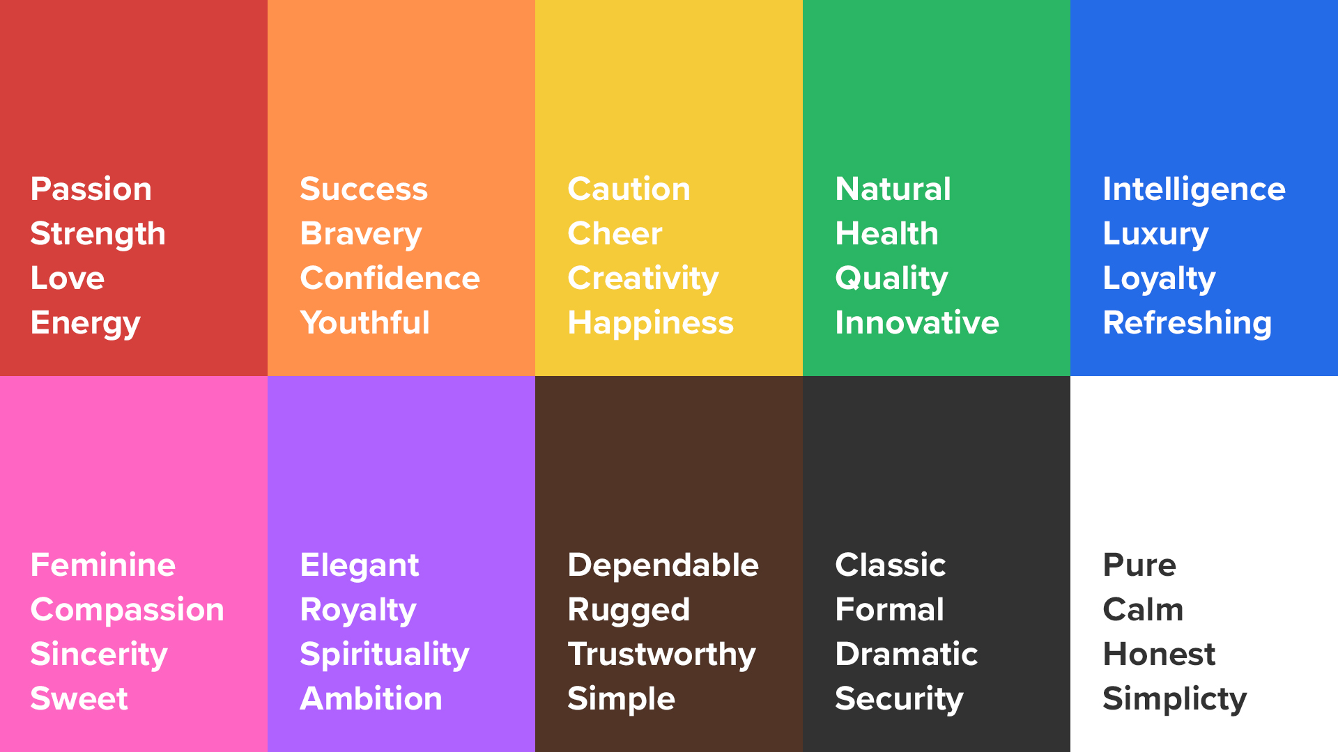 catálogo de significado de colores