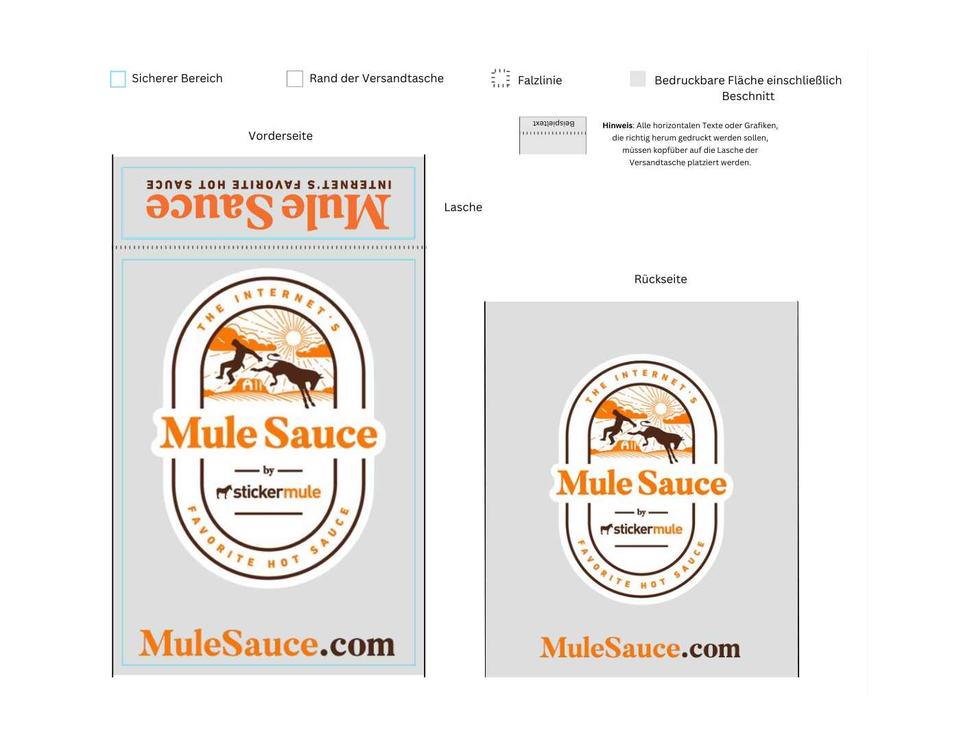 Beispiel einer Designvorlage für individuell bedruckte Versandtaschen Plastik
