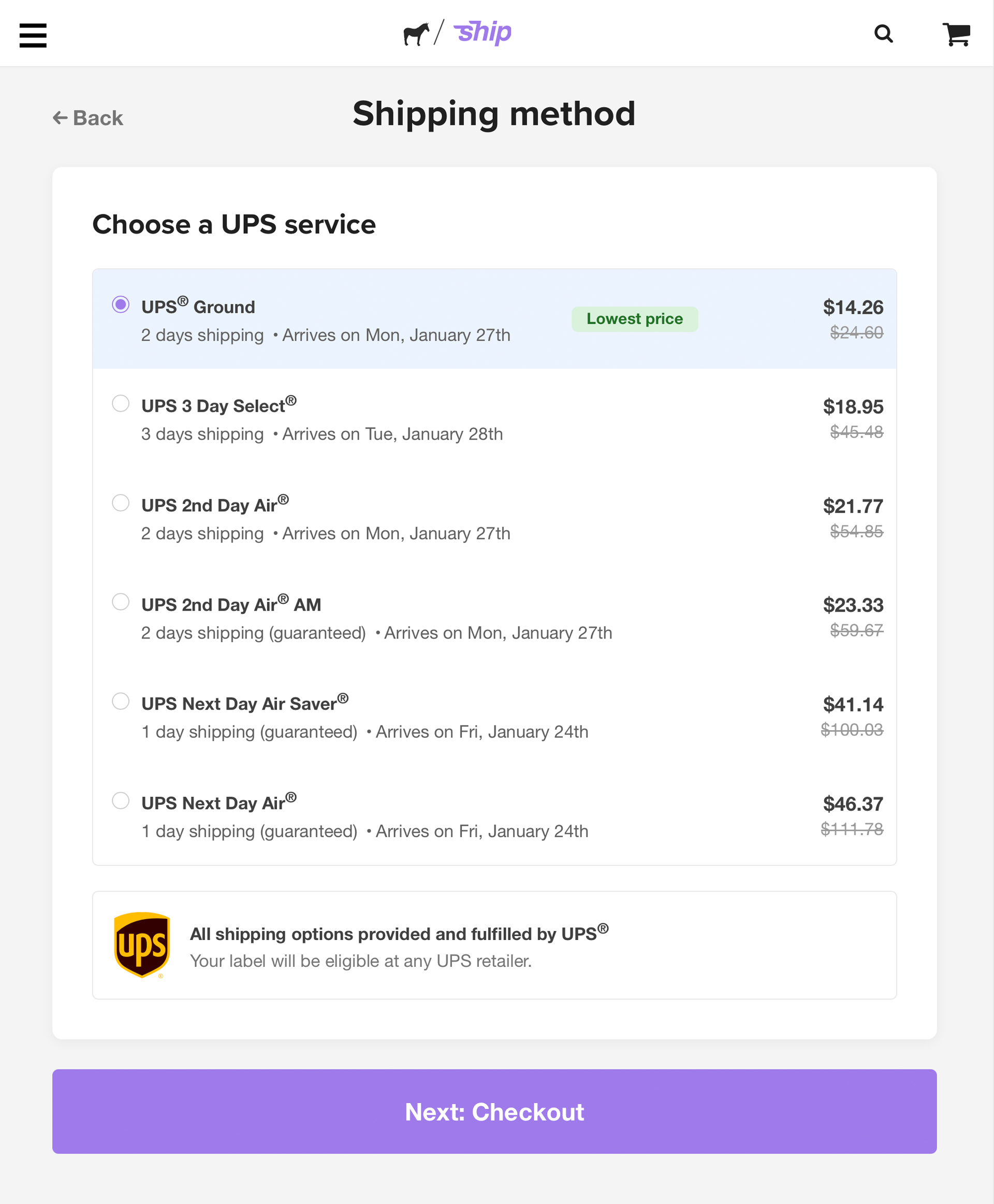 choisir un mode d'expédition ups sur sticker mule ship