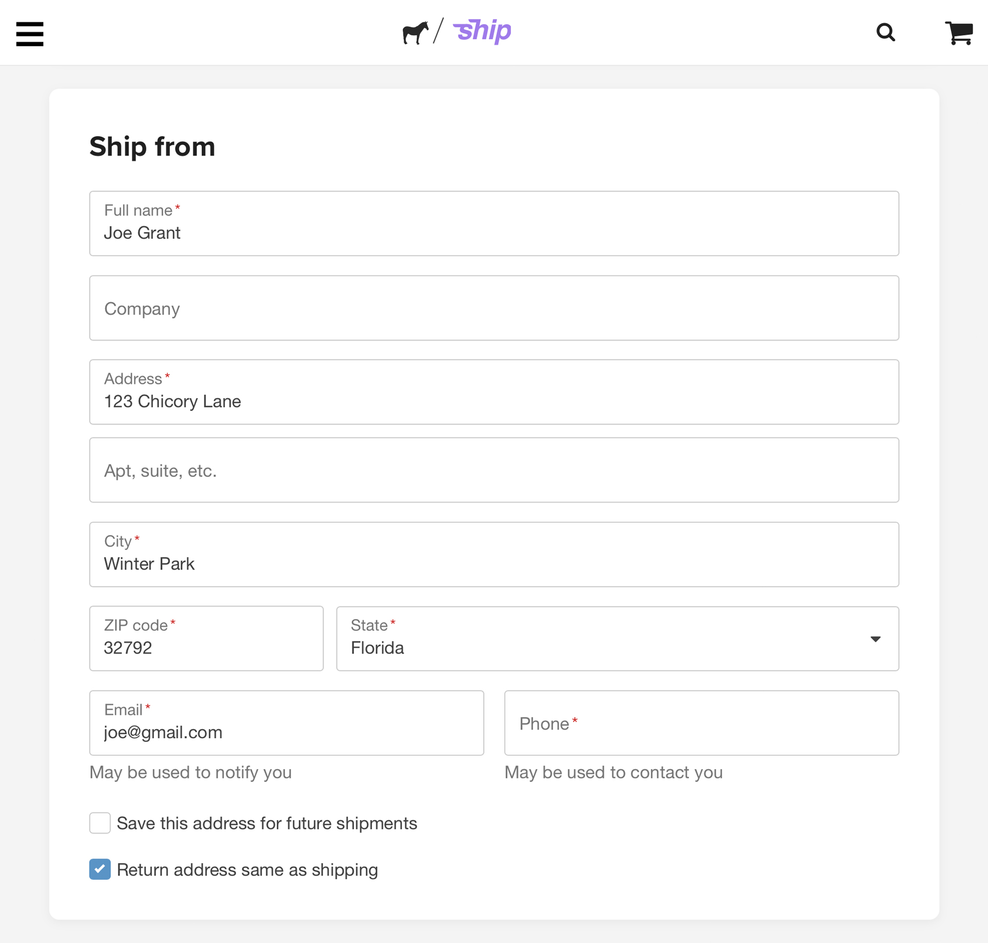 expédier depuis l'écran sur Ship de Sticker Mule