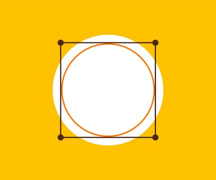 Bordo arancione su un adesivo bianco in Adobe Illustrator