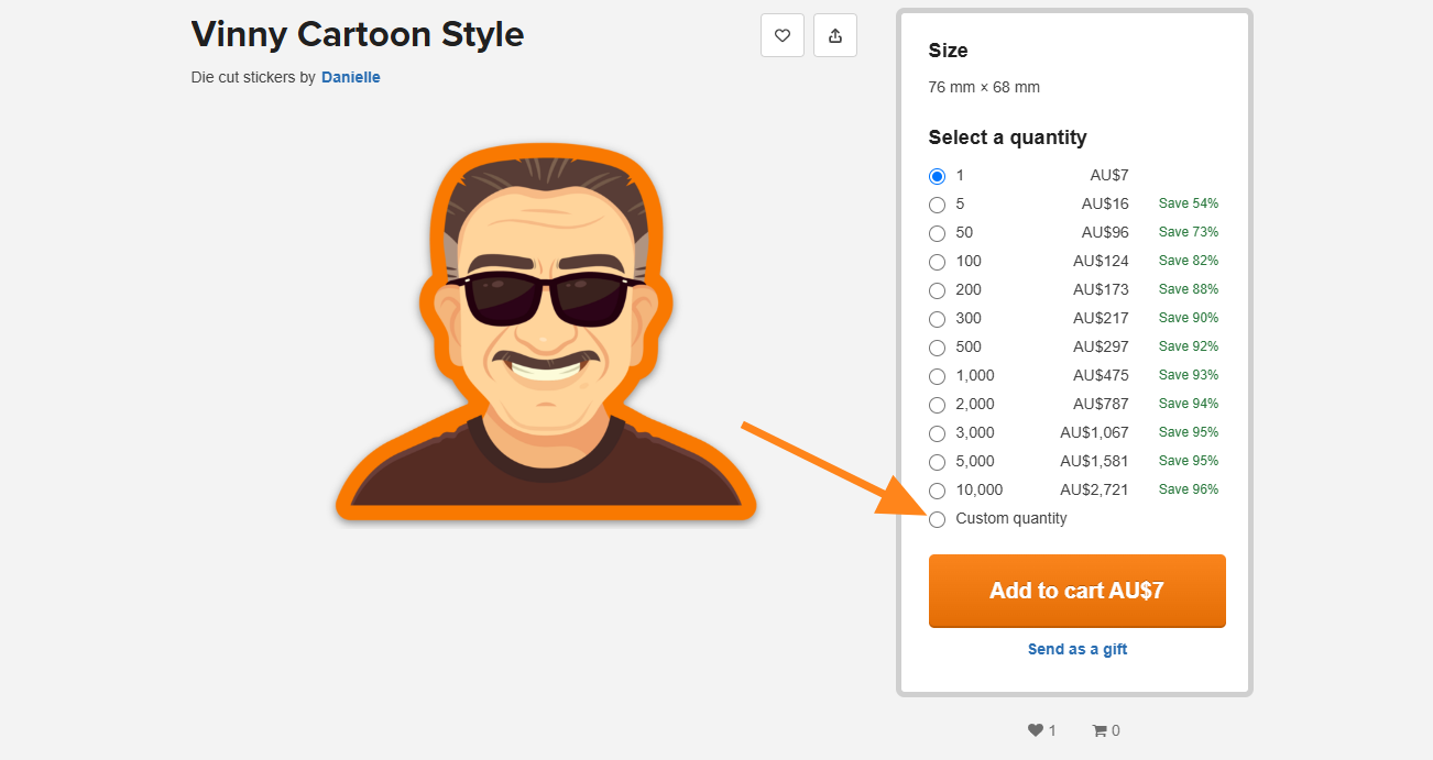 Stores allows you to select individual stickers when you order