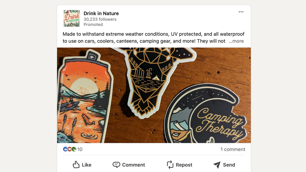 LinkedIn post with logo stickers
