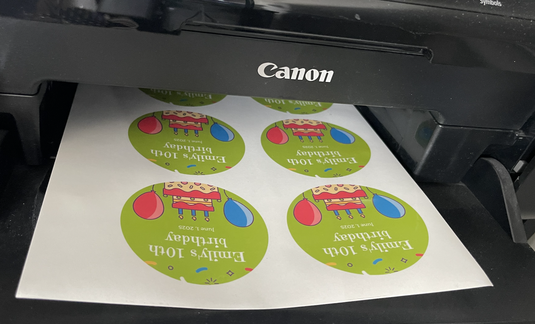 stickers printing from a canon inkjet printer
