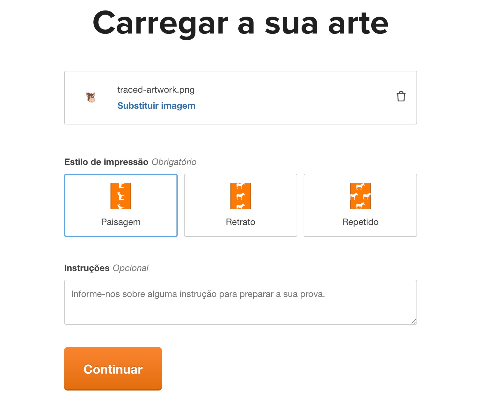 captura de ecrã das opções de disposição da fita adesiva para embalagens