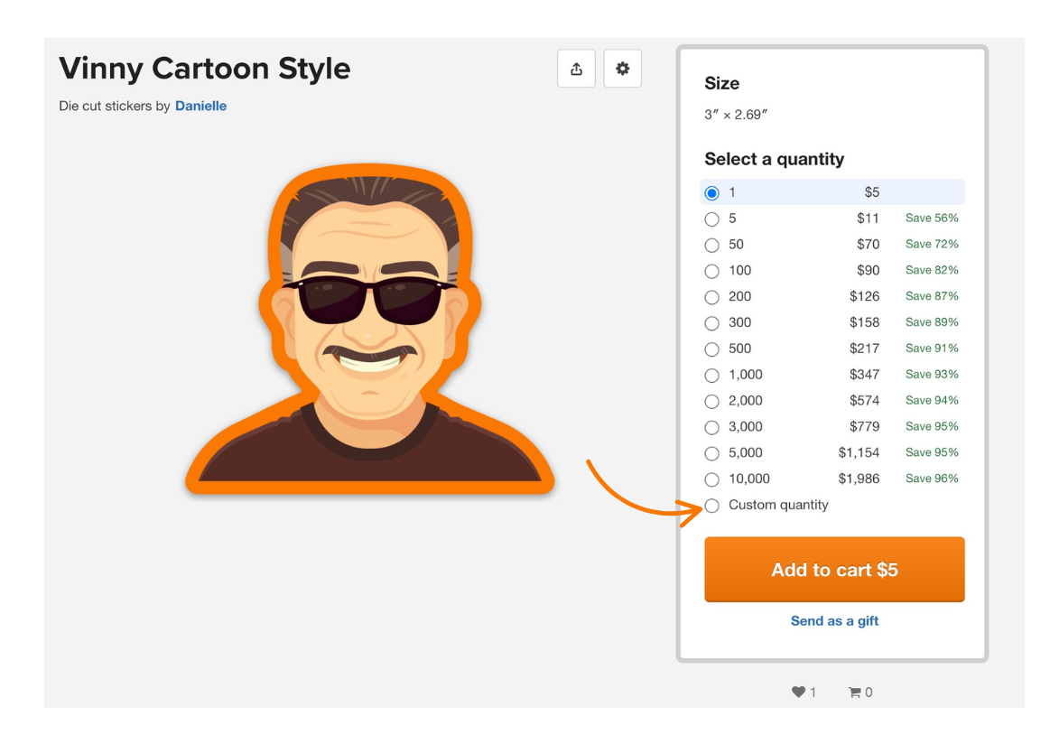 Stores allows you to select individual stickers when you order
