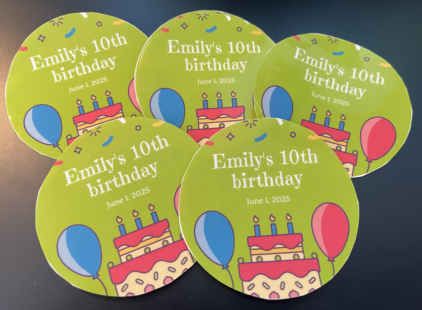 stack of cheap homemade stickers