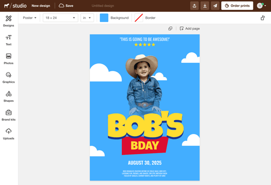 Adding white clouds to a cowboy poster