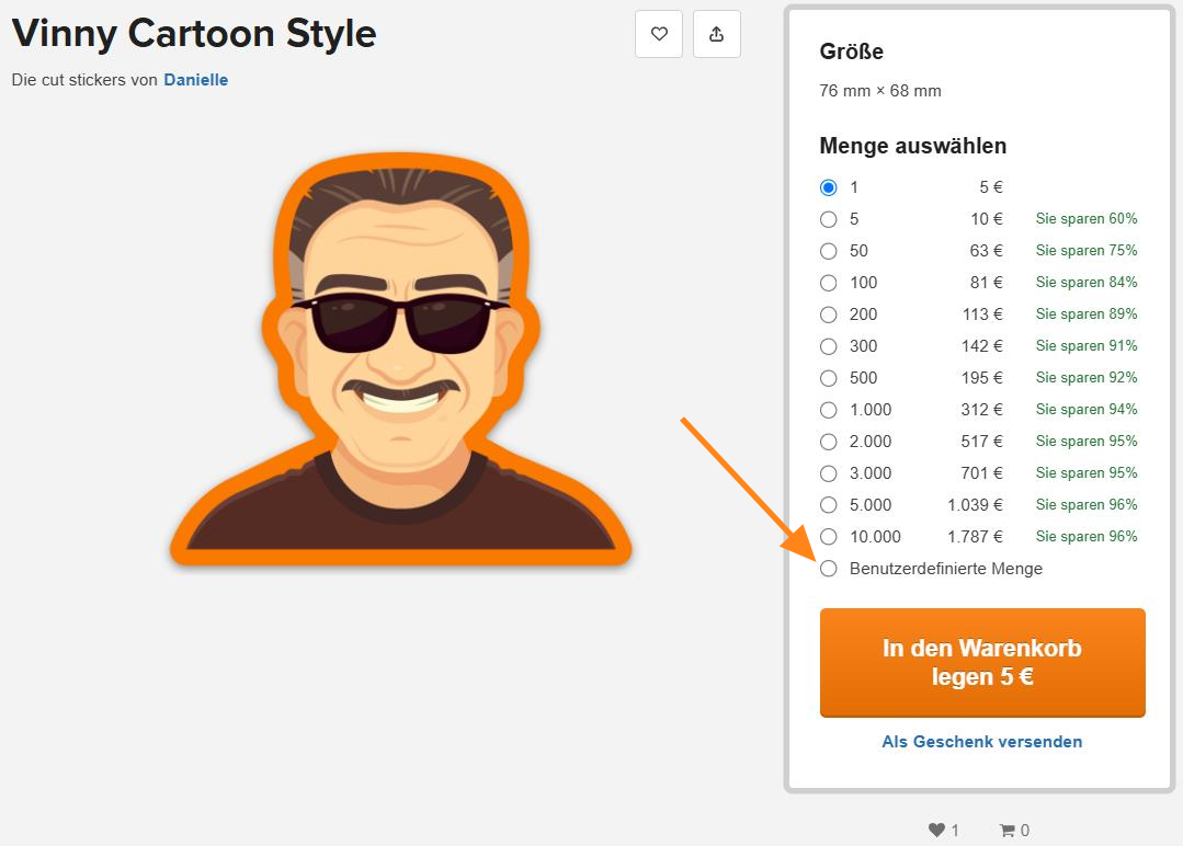 In Shops können Sie einzelne Sticker bestellen
