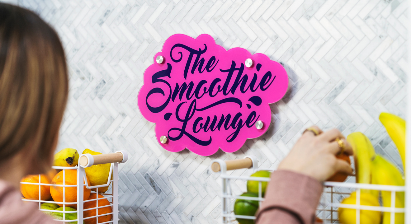 acrylic sign with cut holes