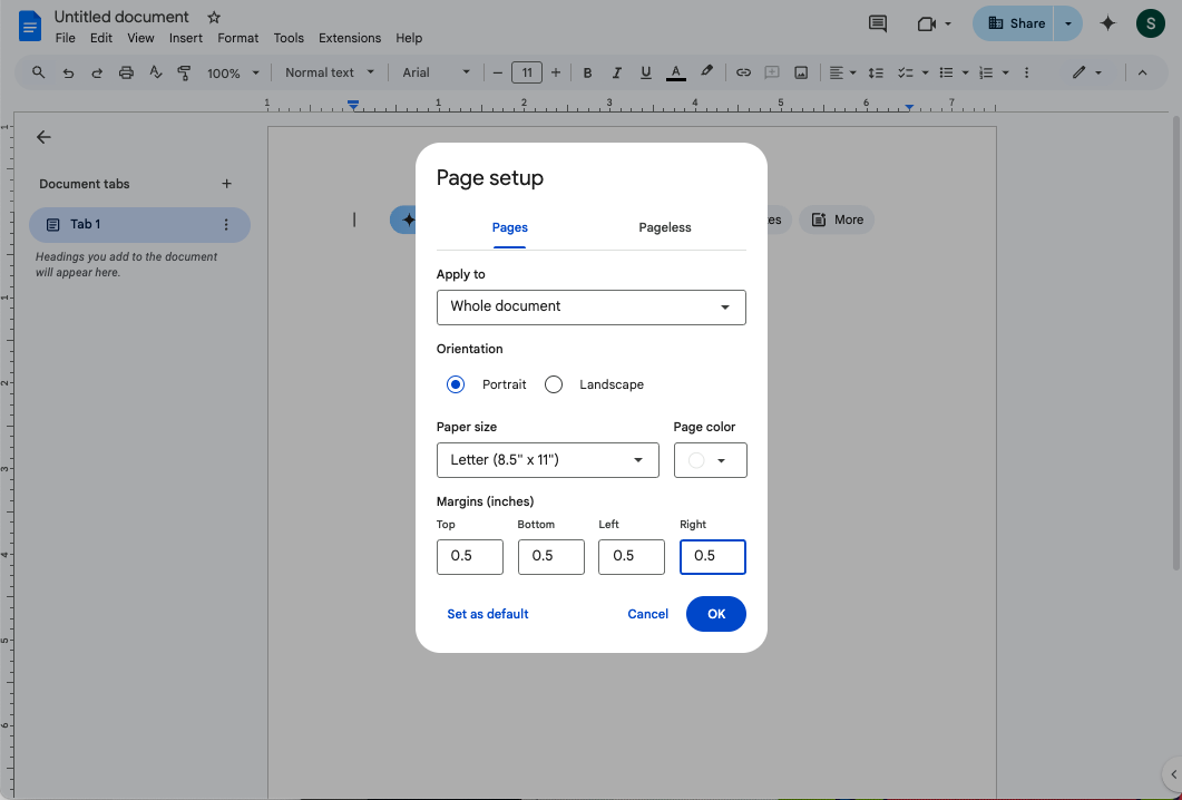create a word document or google doc with margins for sticker printing