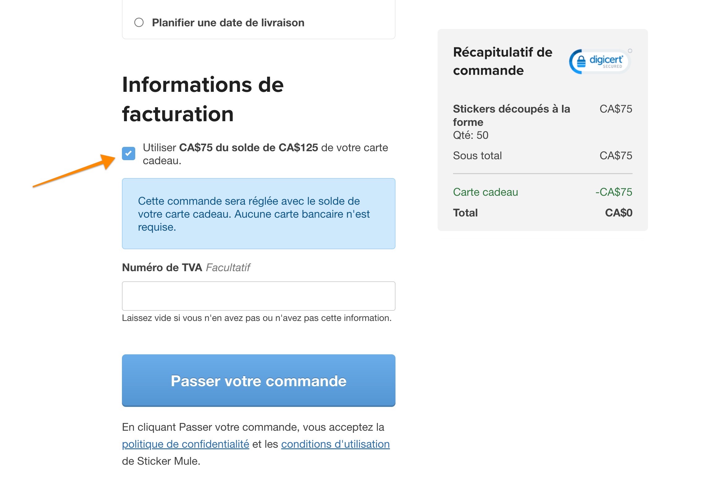 les soldes des cartes-cadeaux peuvent être utilisés au moment du paiement-fr-CA