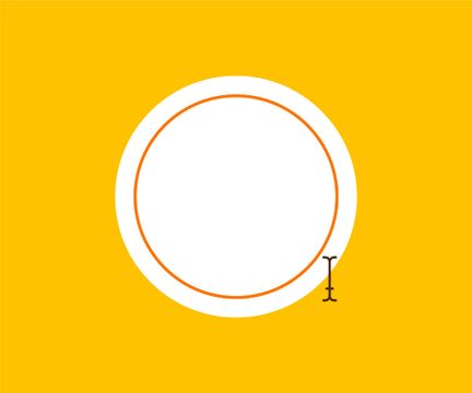 Bordo arancione su un adesivo bianco in Adobe Illustrator