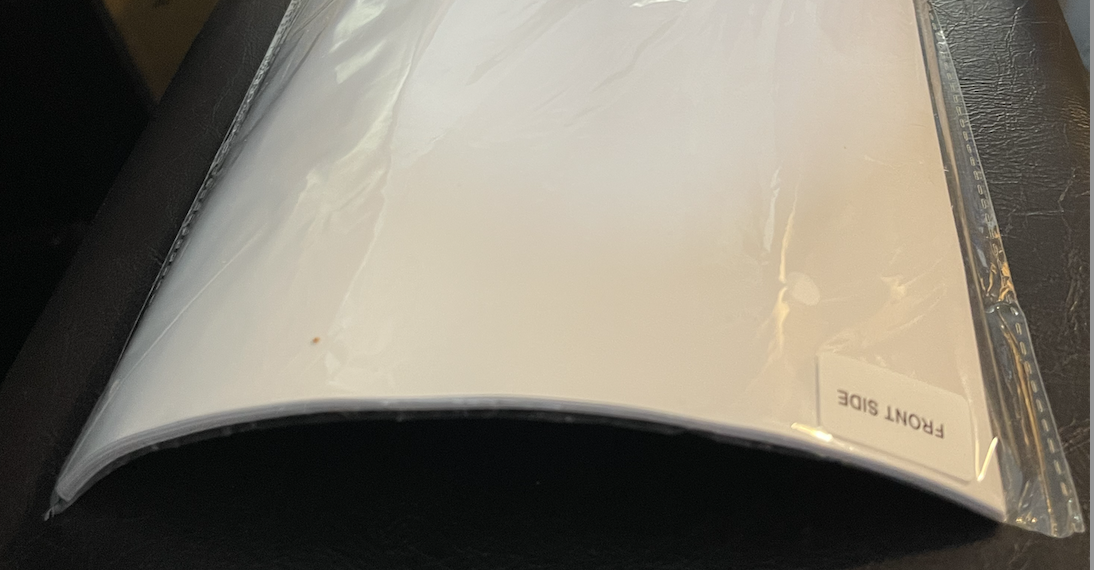 Photo of a cheap vinyl sticker paper. This whole batch will need to be discarded.