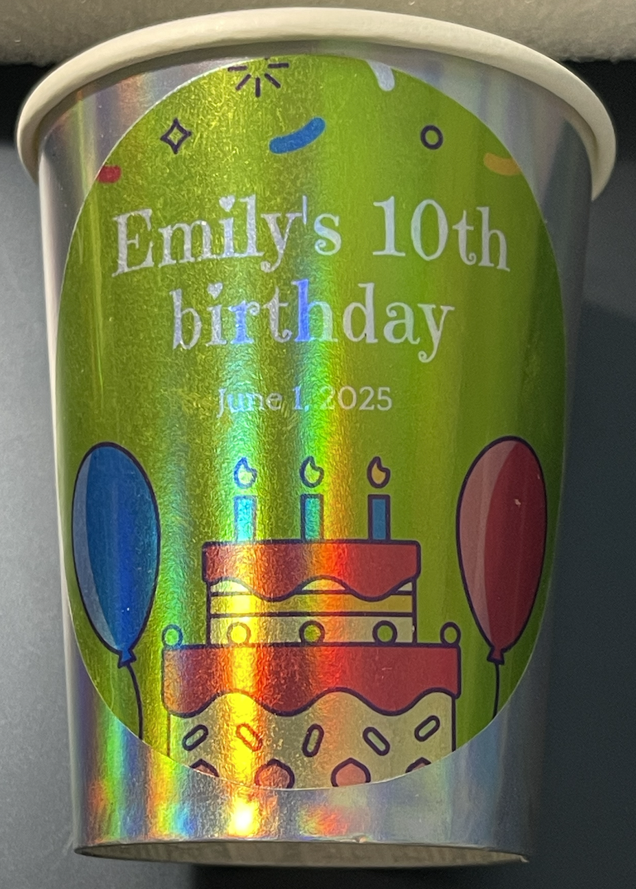 3x3 sticker on a paper cup