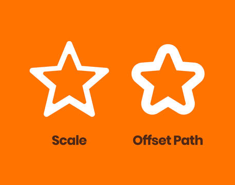 Comparison between applying the default Scale tool and Offset Path in Adobe Illustrator