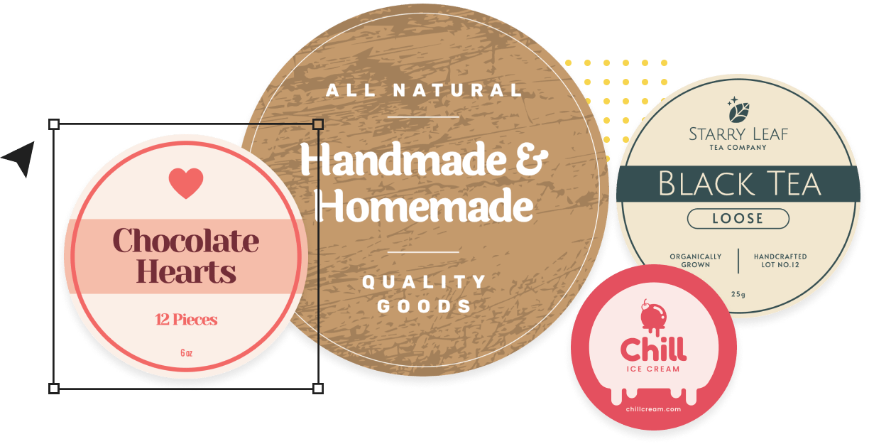Design round labels online with Studio Create and design round labels online with a tool called Studio